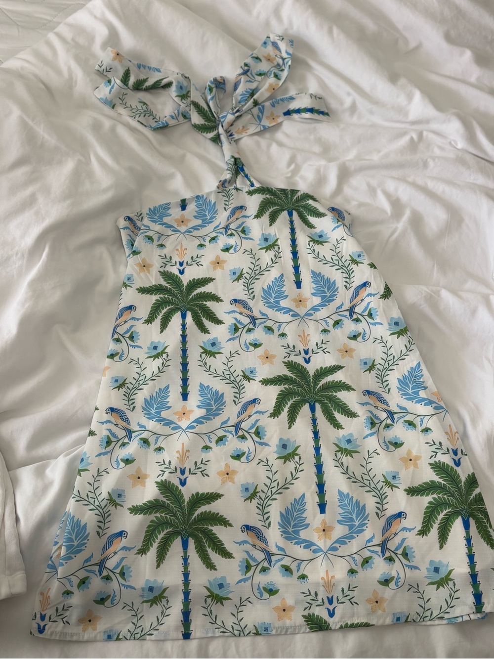 Fancy boutique brand. Tropical Palm Print Mini Dress